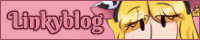 A web banner that reads 'Linkyblog'. There is a drawing of a woman wearing a headband with fake cow ears. The banner links to a site named Linkyblog.