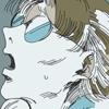 Button to visit METAL Gear Solid shrine page. The square button shows a cropped color drawing of Otacon, a man wearing round glasses. He looks shocked, mouth in the shape of an O.